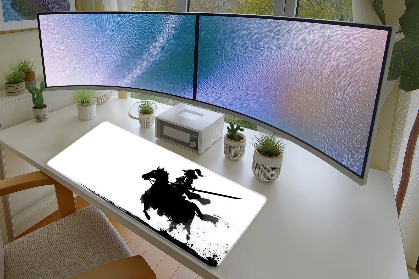 Samurai Warrior on Horse Ink Art Mousepad