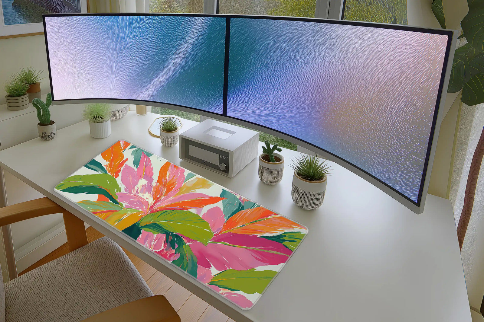 Tropical Splash Abstract Floral Mousepad