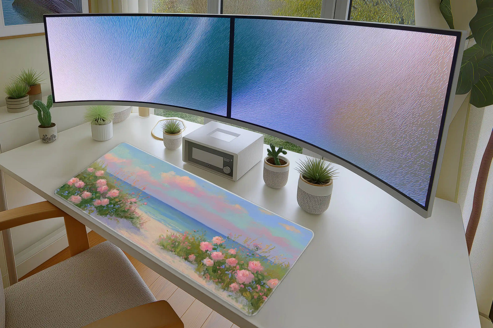 Seaside Bloom Pastel Beach Mousepad