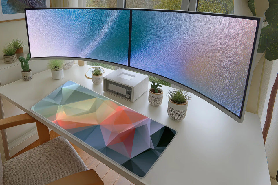 Geometric Prism Abstract – Modern Polygon desk mat artwork and product view