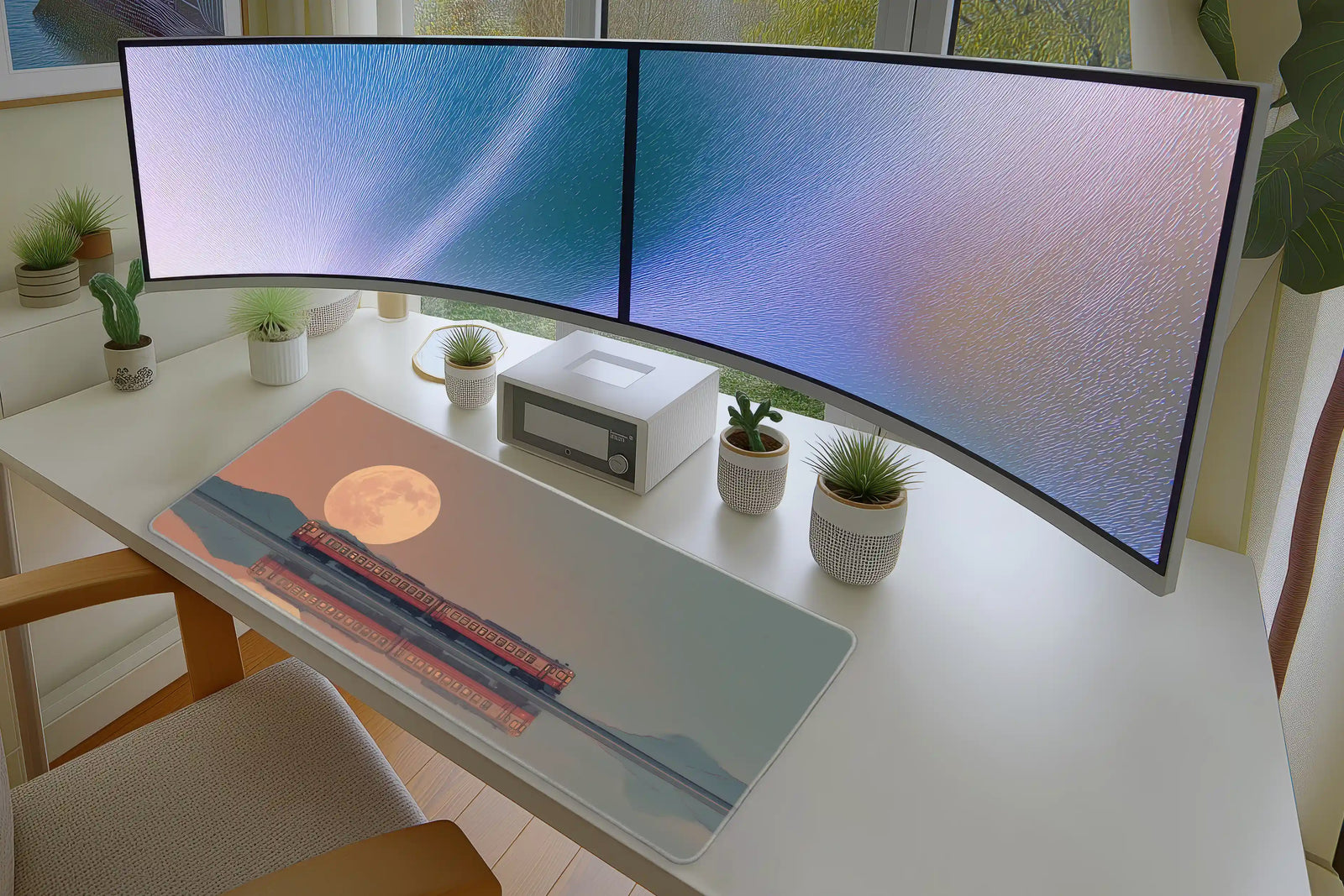 Moonlight Train Mousepad – Serene Night Journey Art