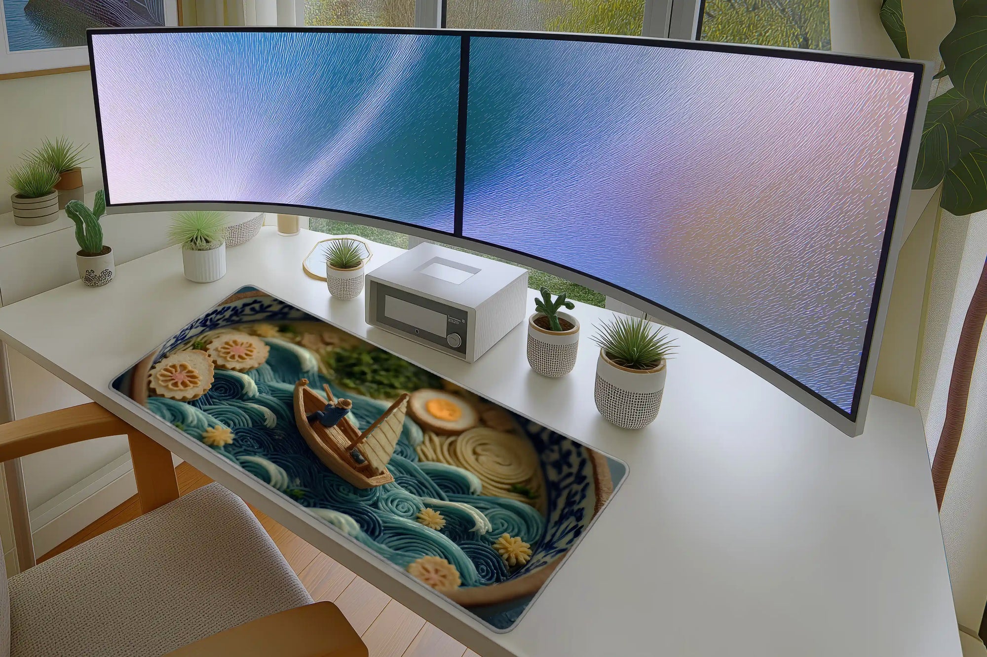 Sailing in a Noodle Sea Mousepad – Whimsical Food Art