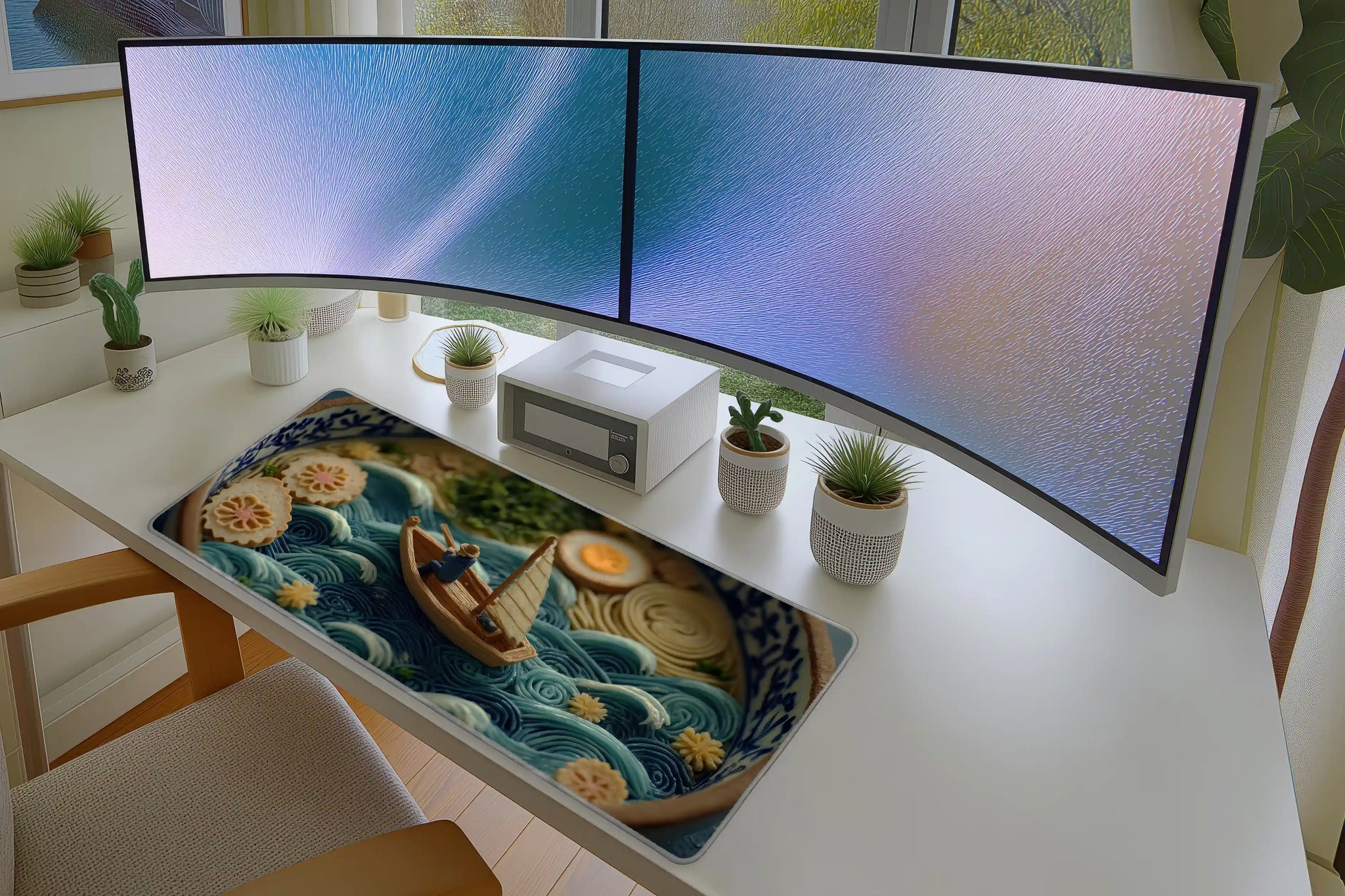 Sailing in a Noodle Sea Mousepad – Whimsical Food Art