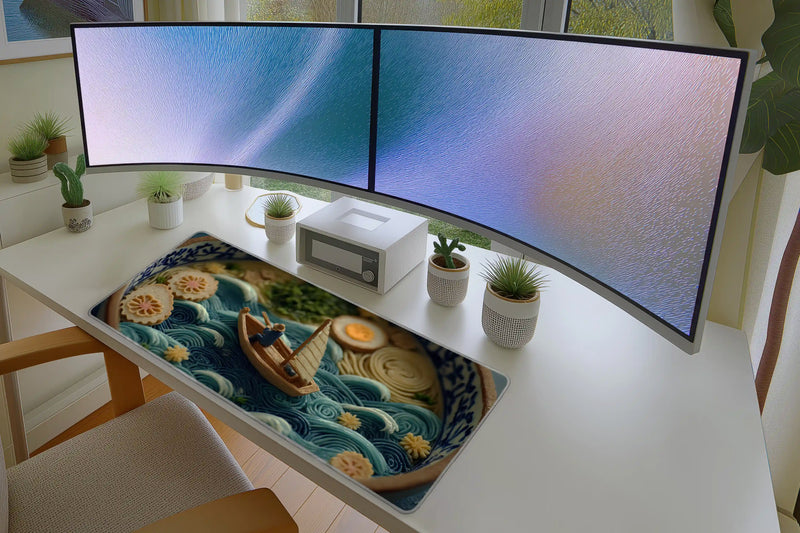 Sailing in a Noodle Sea Mousepad – Whimsical Food Art