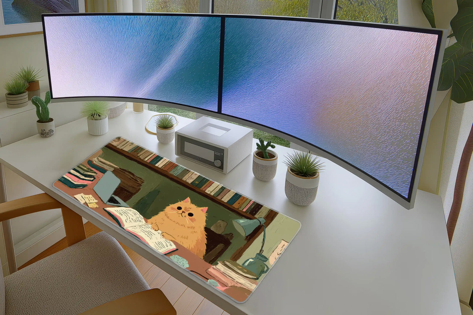 Study Cat Mousepad – Cute Cozy Desk Companion Art