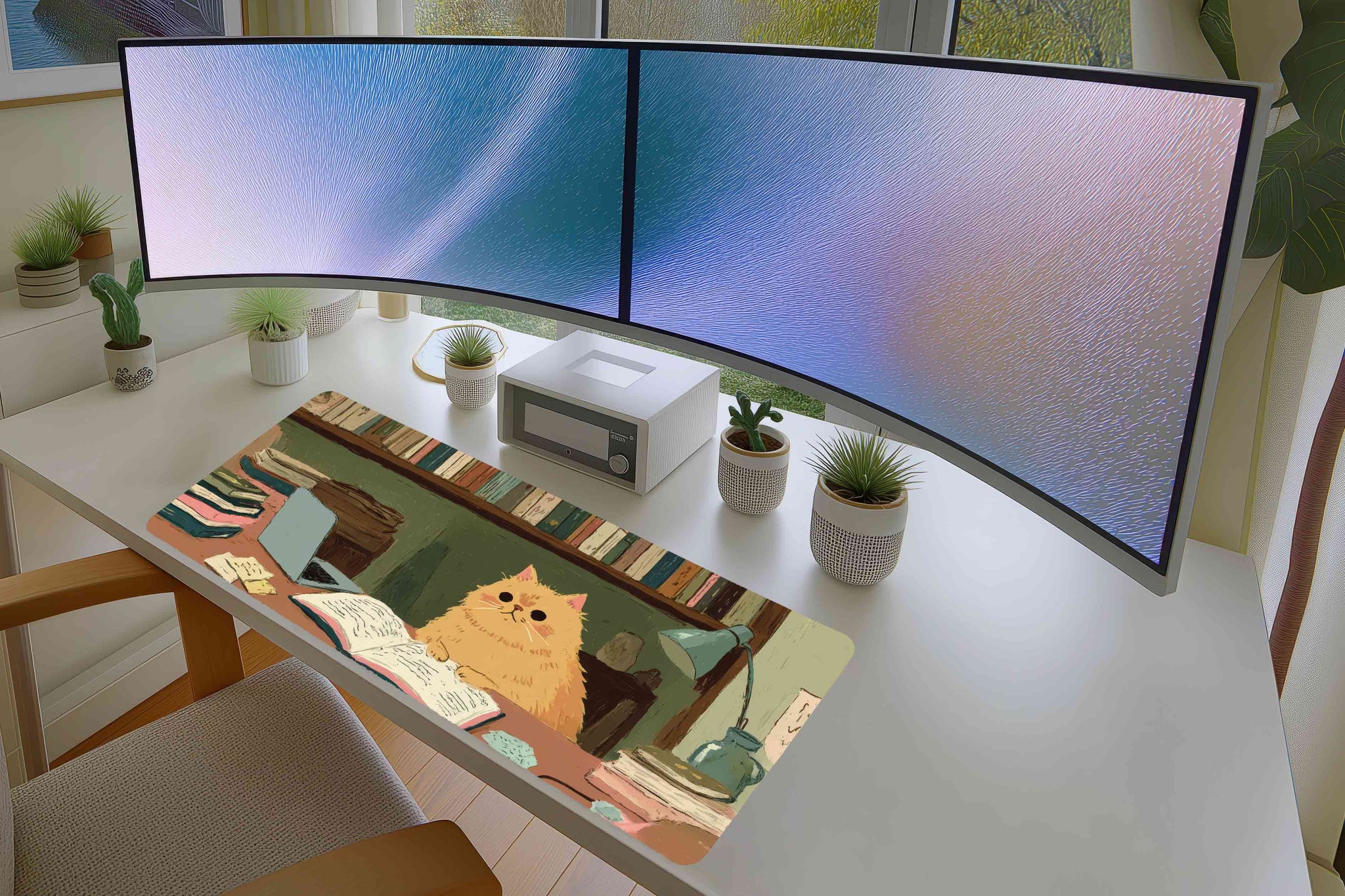 Study Cat Mousepad – Cute Cozy Desk Companion Art