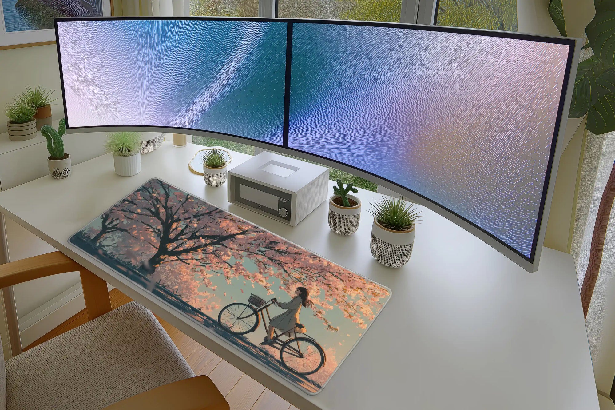 Cherry Blossom Anime Mousepad – Spring Sakura Bike Ride