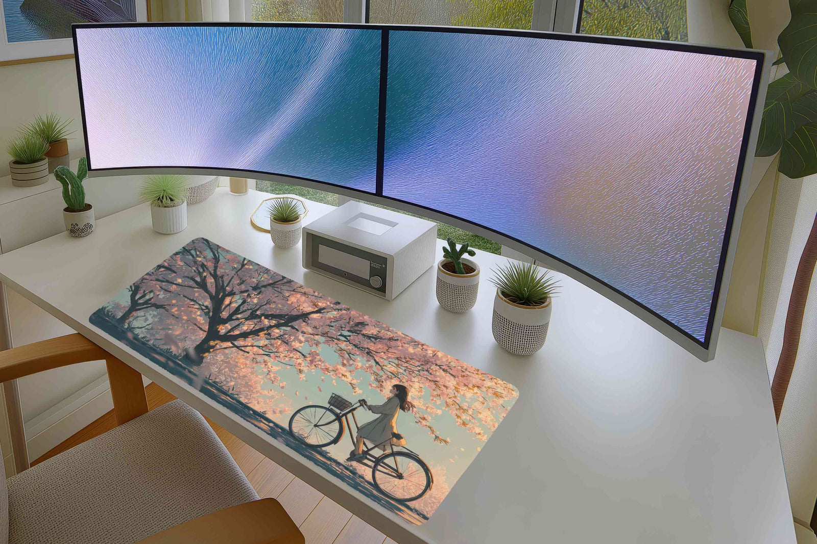 Cherry Blossom Anime Mousepad – Spring Sakura Bike Ride