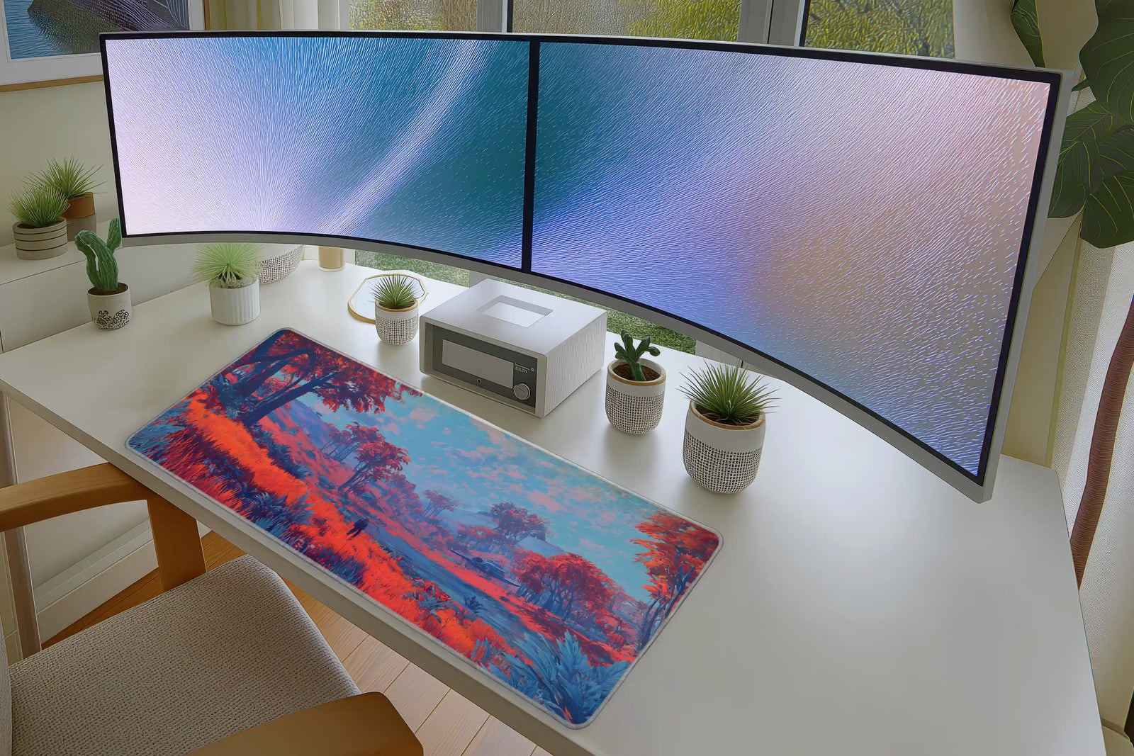 Alien Planet Mousepad – Vibrant Sci-Fi Fantasy Landscape