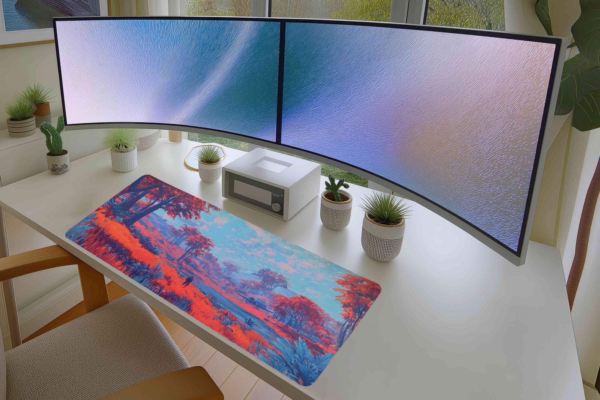 Alien Planet Mousepad – Vibrant Sci-Fi Fantasy Landscape