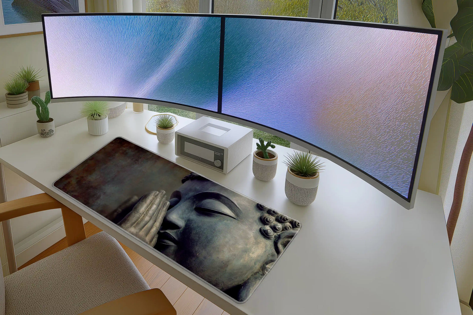Peaceful Buddha Statue Meditation Mousepad