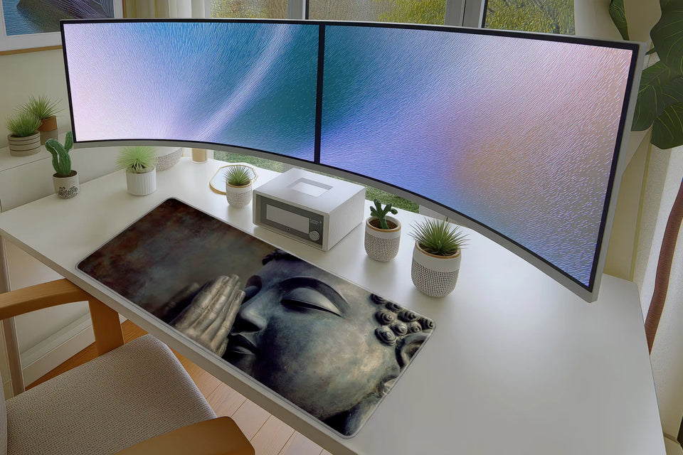 Peaceful Buddha Statue Meditation Mousepad
