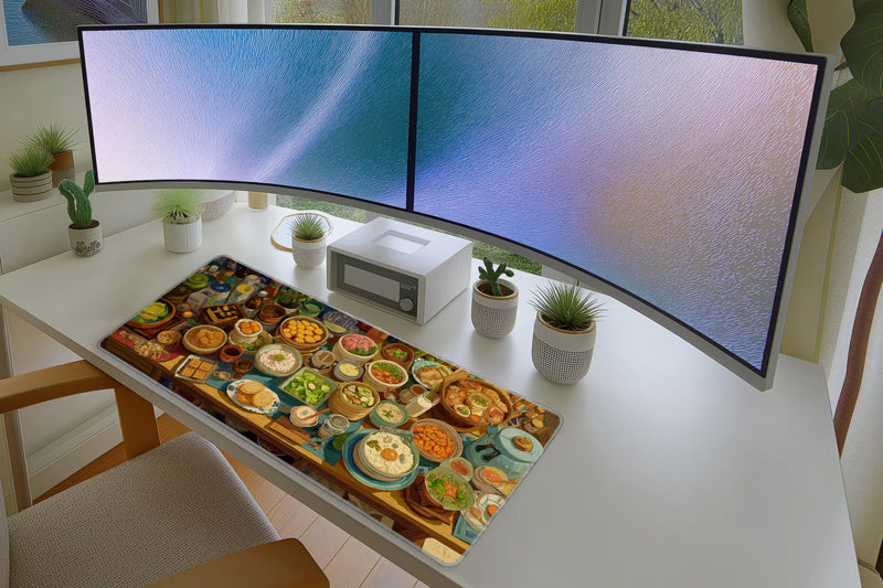 Colorful Asian Dimsum Food Art Mousepad – Cozy Culinary Aesthetic