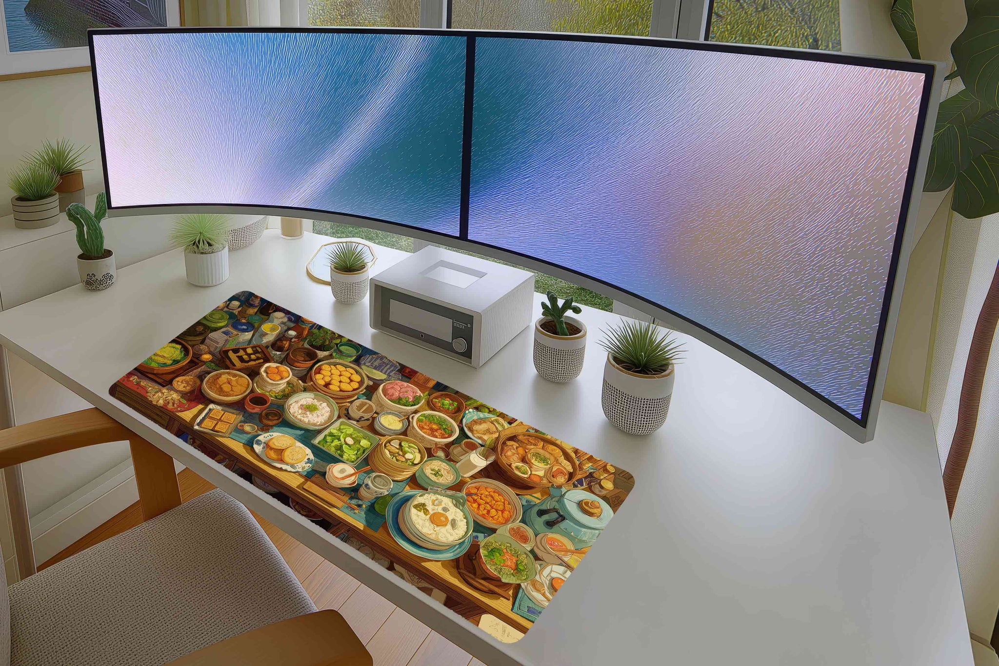 Colorful Asian Dimsum Food Art Mousepad – Cozy Culinary Aesthetic