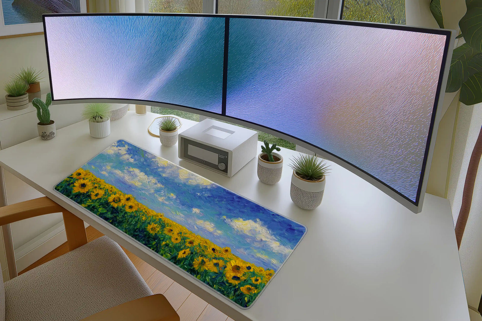 Sunflower Field Mousepad – Vibrant Impressionist Art Mat