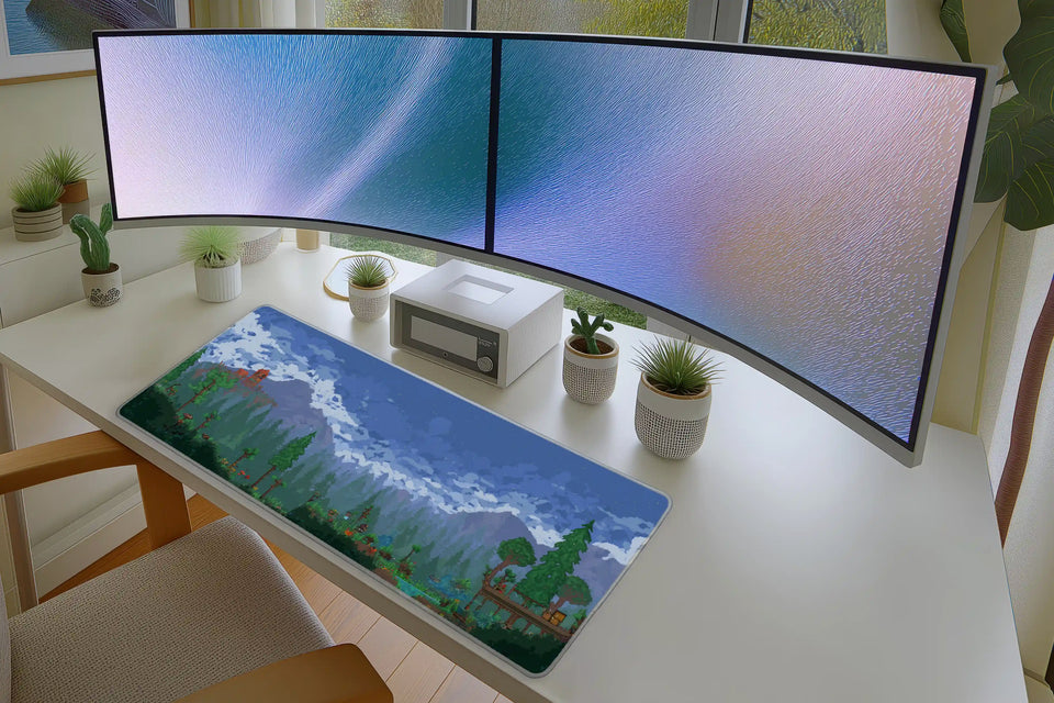 Pixel Forest Adventure Mousepad – Retro Game Landscape Art