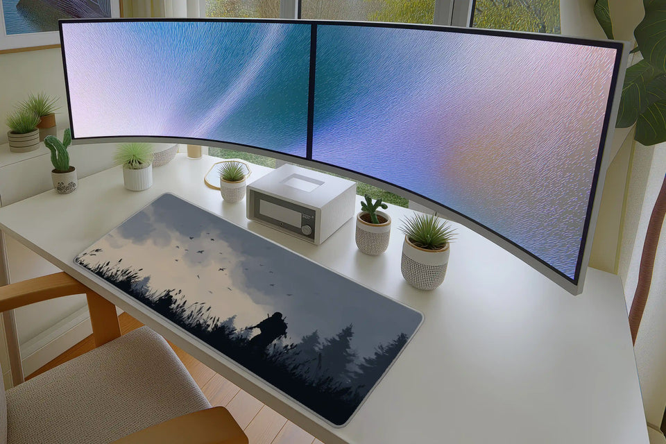 Lone Soldier Silhouette Forest Mousepad – Moody War Art