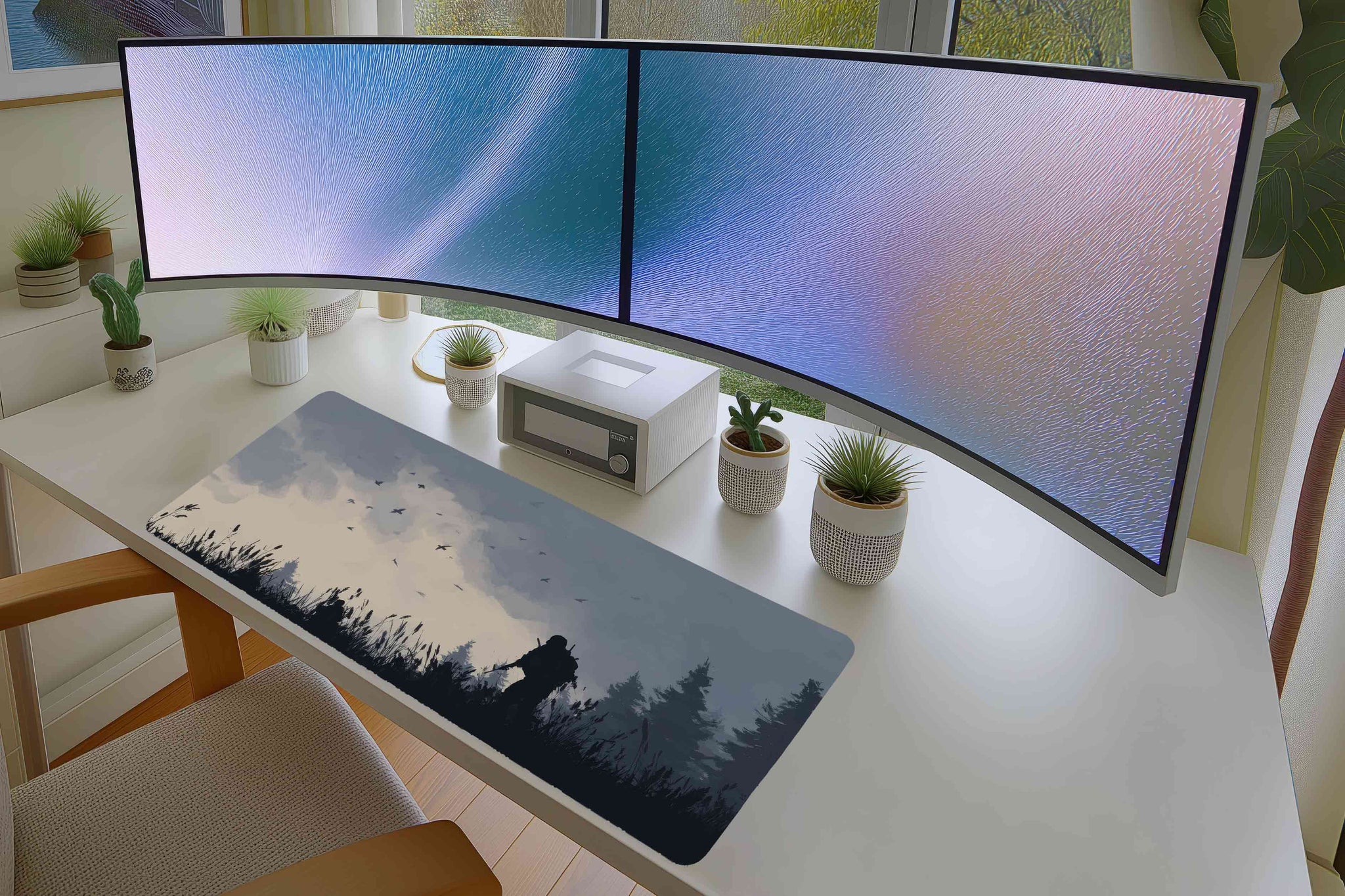 Lone Soldier Silhouette Forest Mousepad – Moody War Art