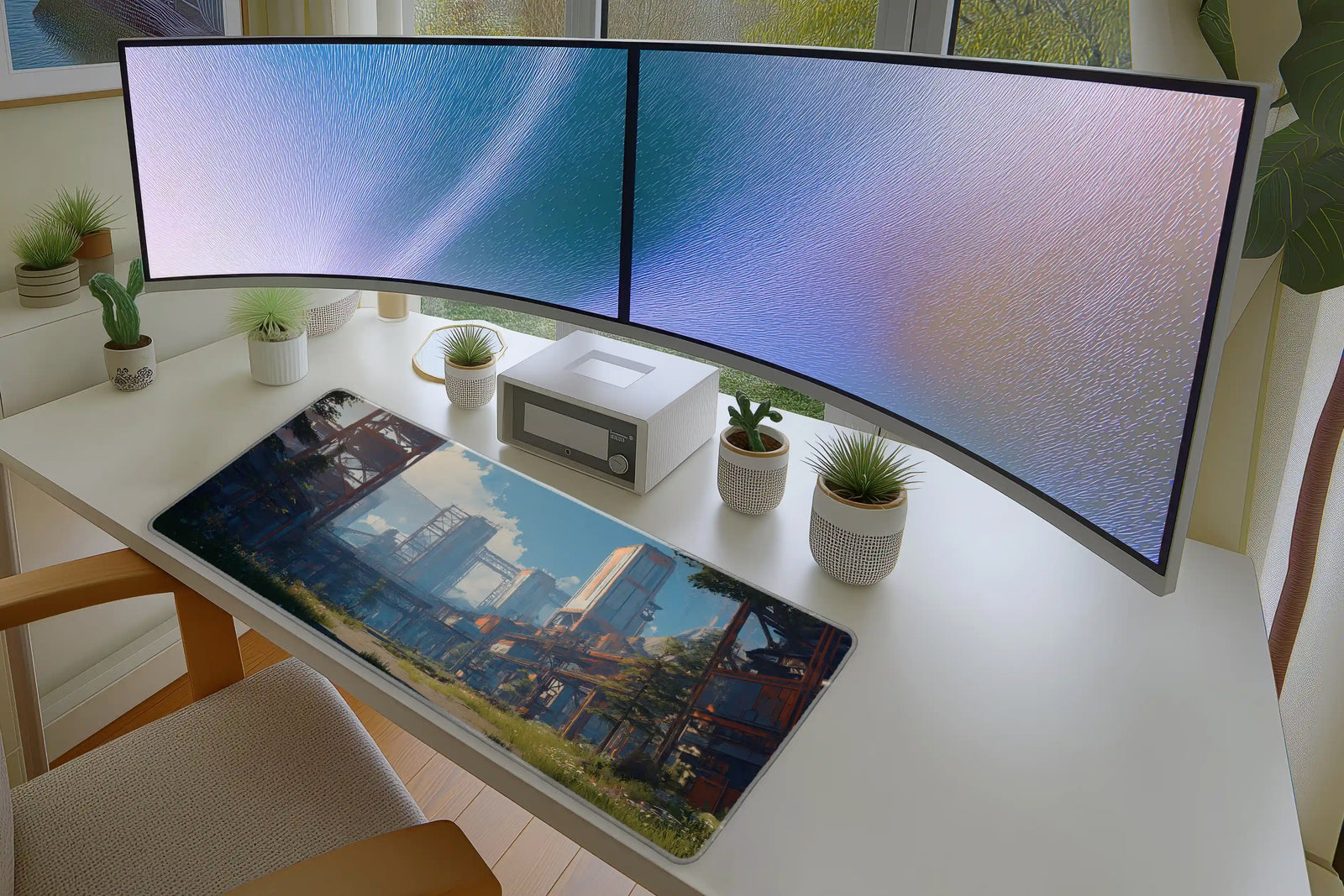 Futuristic Overgrown City Mousepad – Sci-Fi Urban Nature