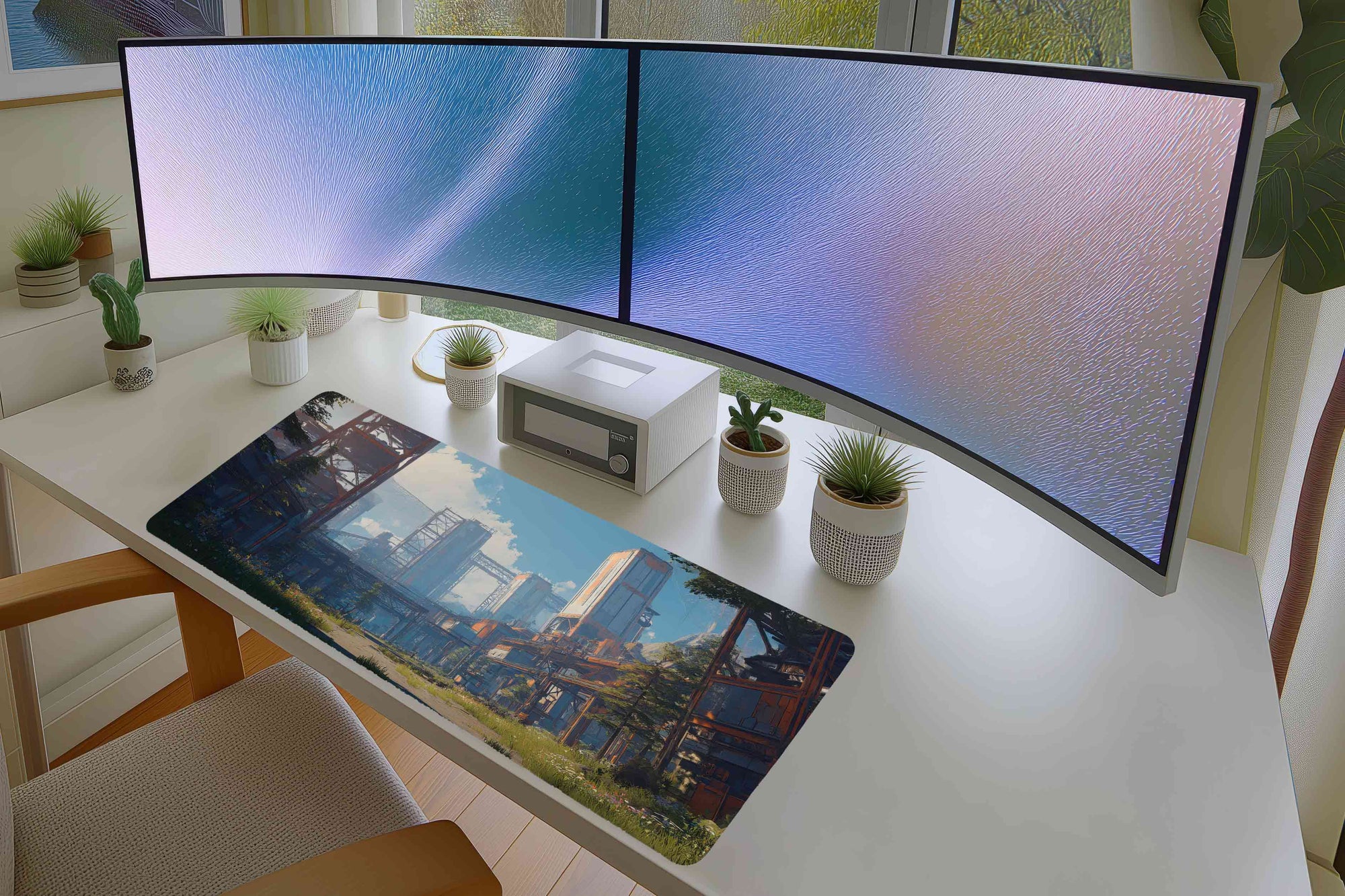 Futuristic Overgrown City Mousepad – Sci-Fi Urban Nature