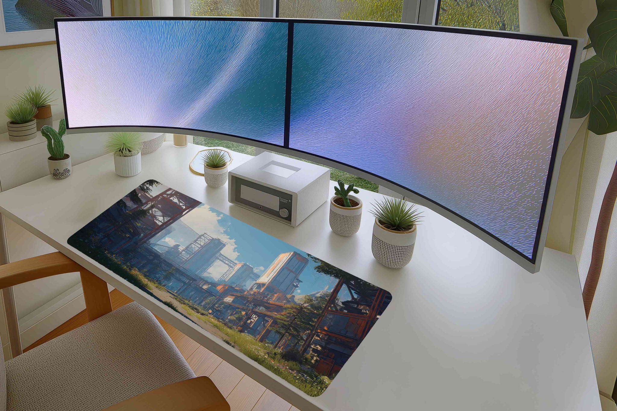 Futuristic Overgrown City Mousepad – Sci-Fi Urban Nature