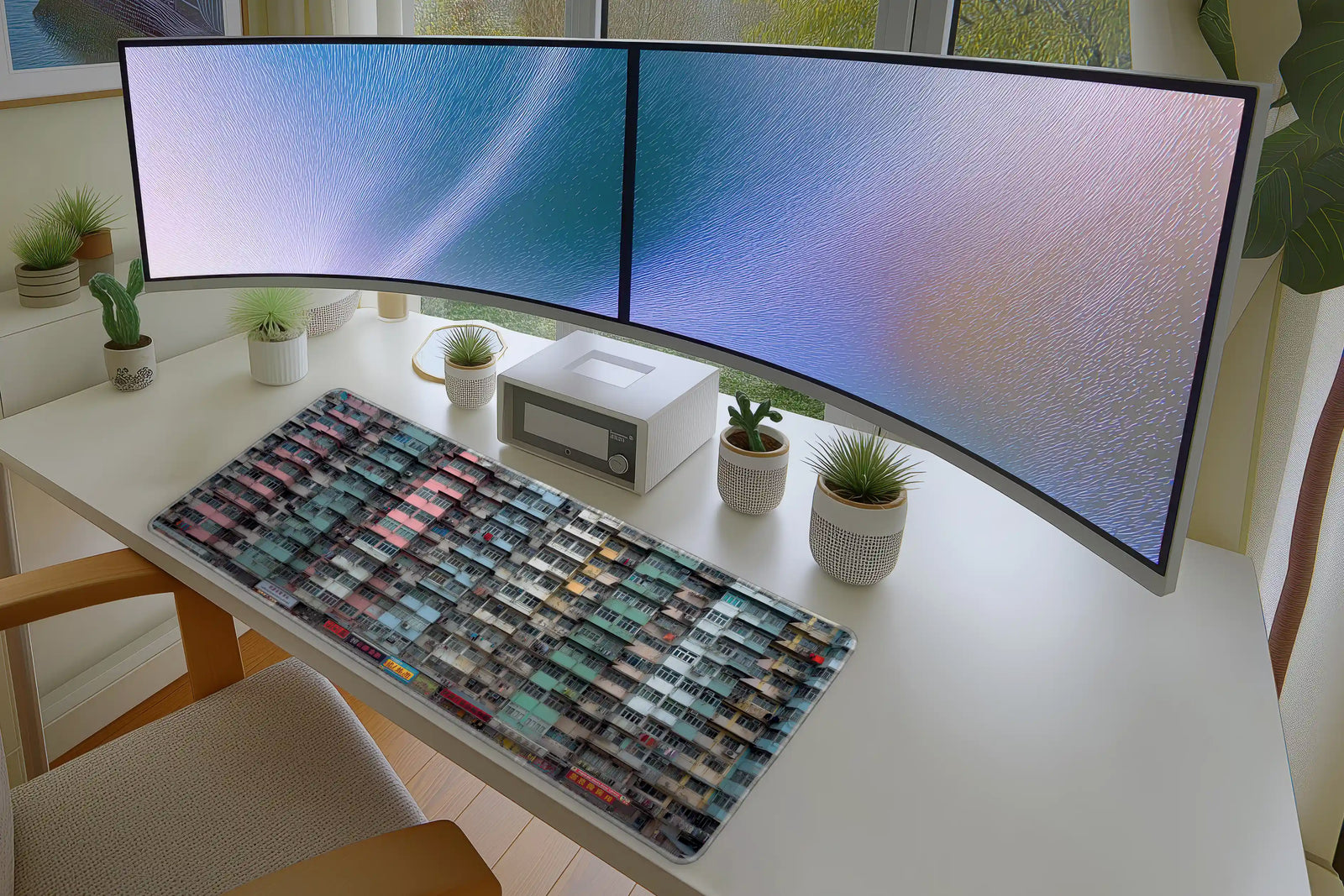 Urban Grid Mousepad – Retro Hong Kong Apartment Aesthetic