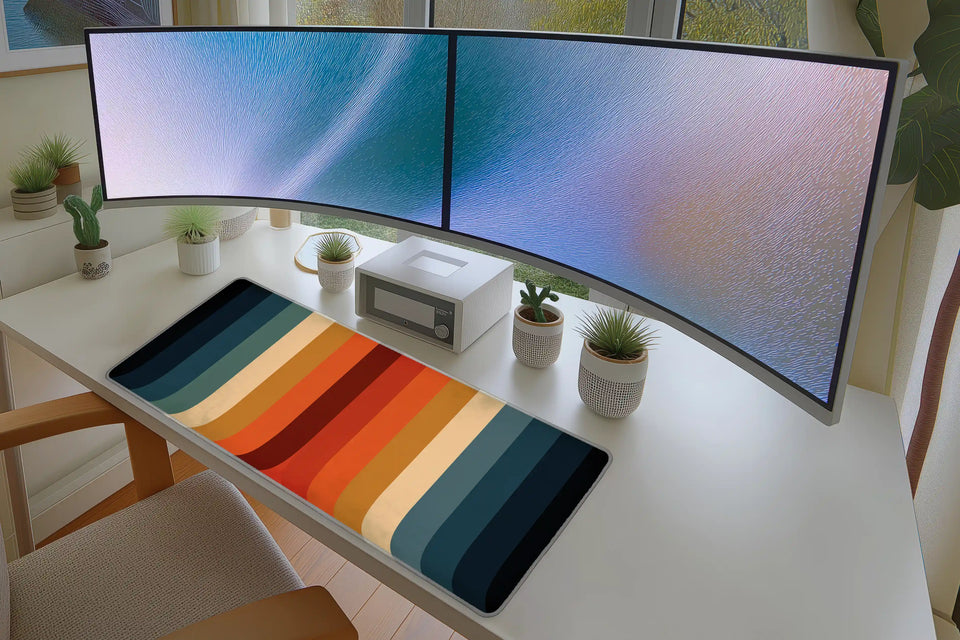 Retro Striped Abstract – Color Block desk mat artwork and product view