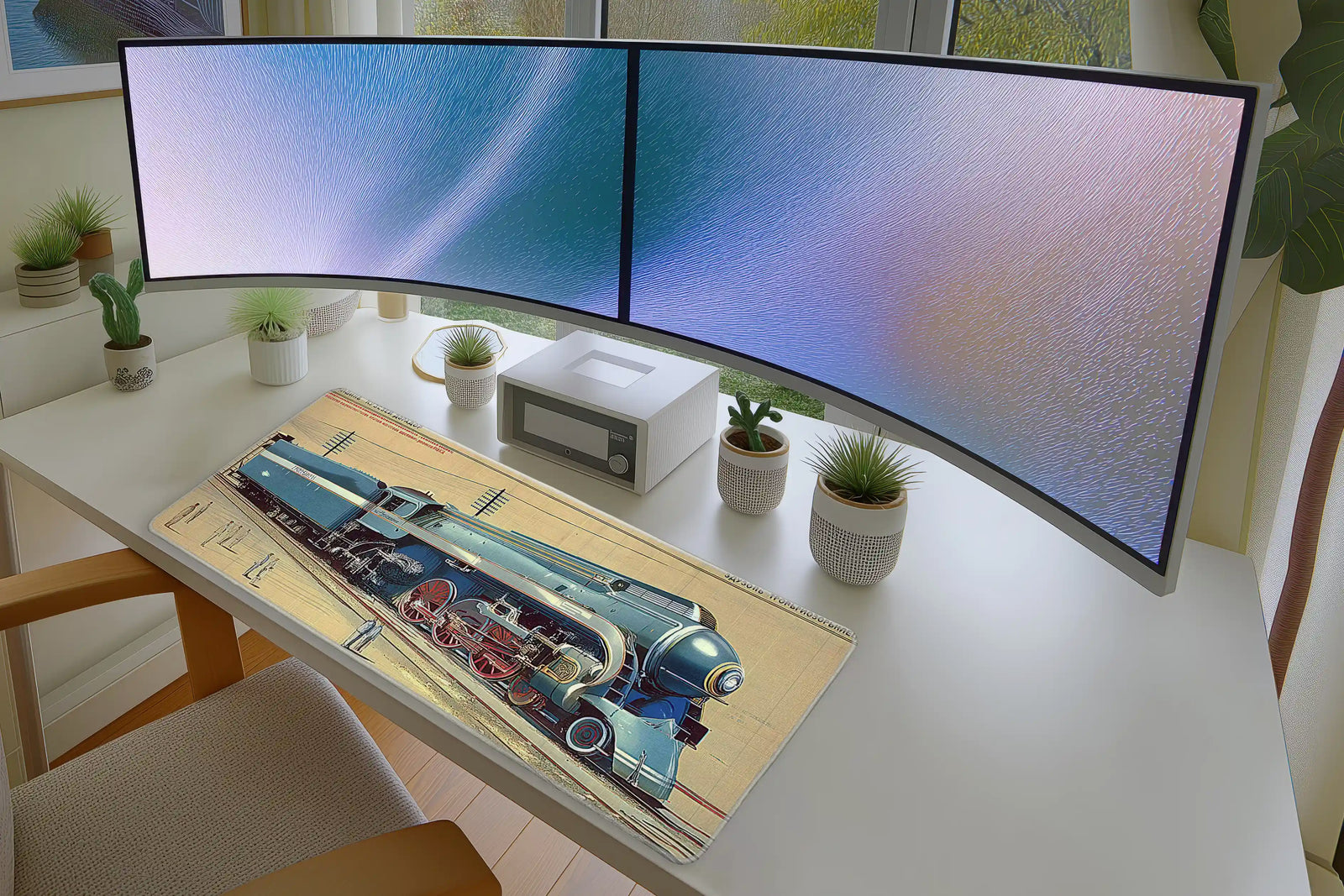 Retro Futuristic Train Mousepad – Streamlined Locomotive Art