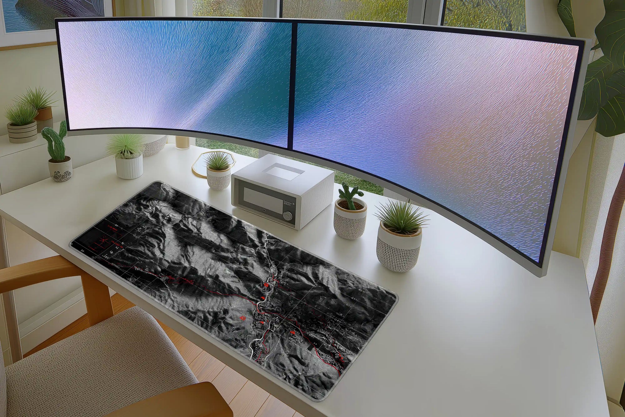 Monochrome Topo Map Mousepad – Bold Contour Line Terrain Art