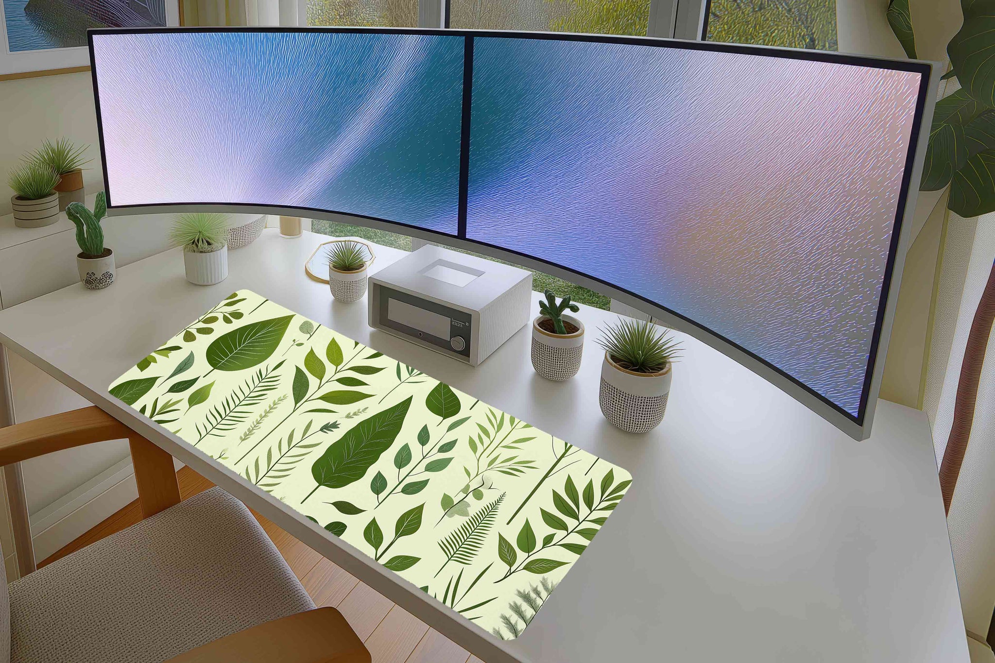 Minimal Green Leaf Pattern Mousepad – Nature-Inspired Design