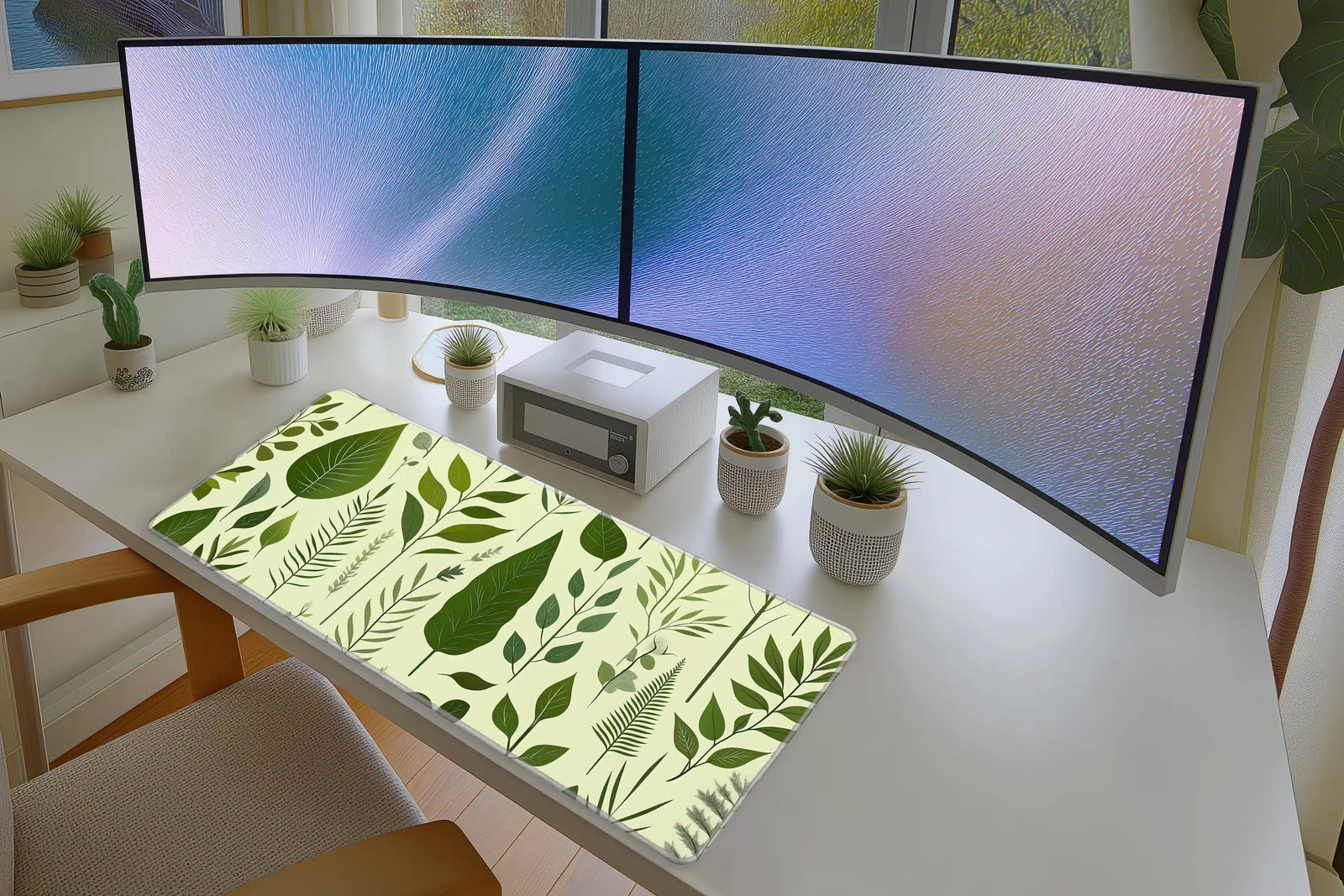 Minimal Green Leaf Pattern Mousepad – Nature-Inspired Design