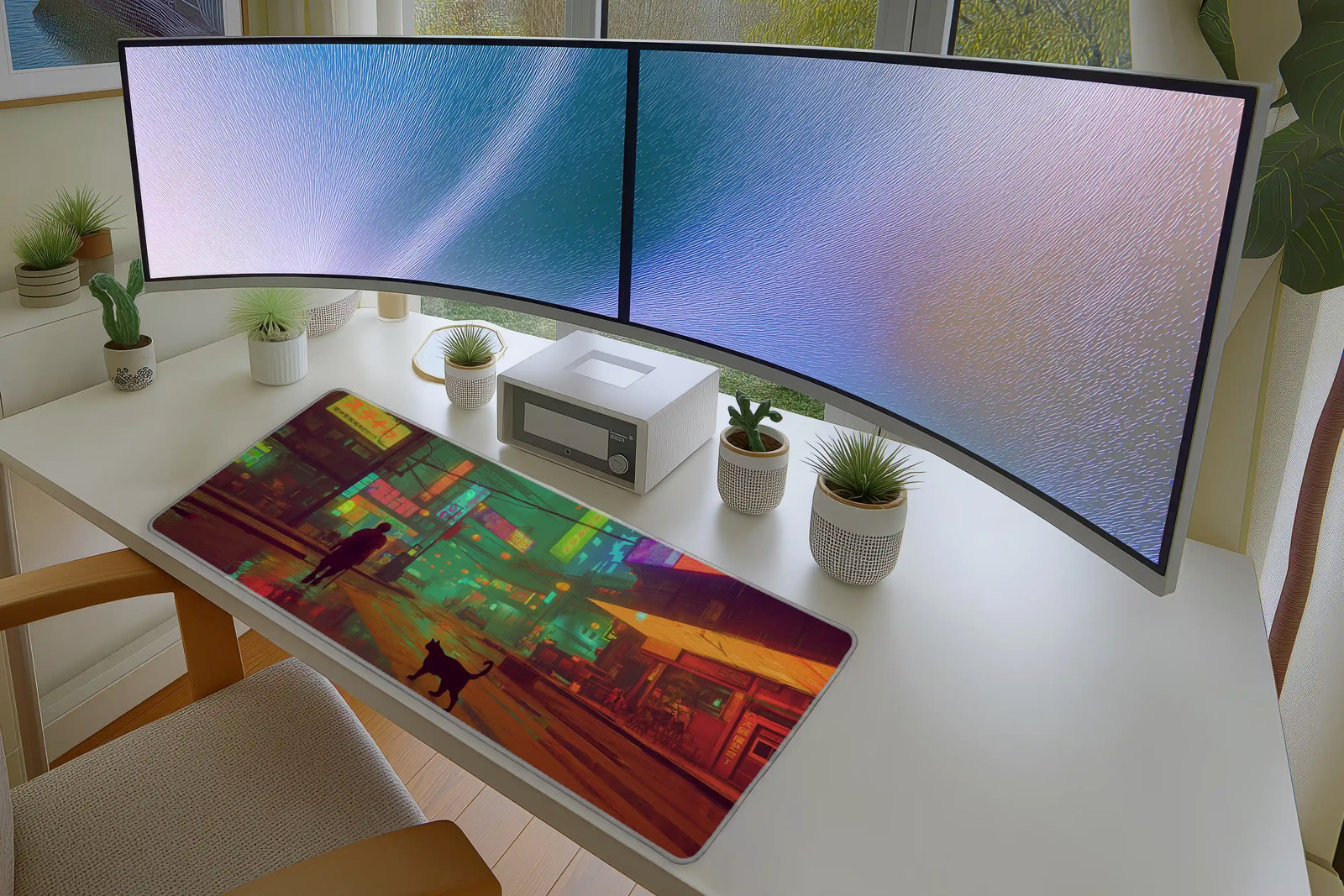 Cyberpunk Night Street Mousepad – Neon City in the Rain