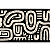 Black and Cream Squiggle desk mat artwork in a wide product view