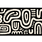 Black and Cream Squiggle desk mat artwork in a wide product view