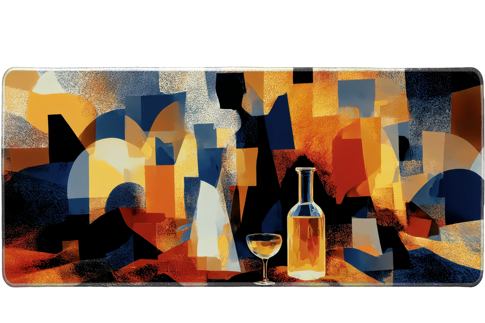 Abstract 36x16in custom desk mat, stitched edge – Print My Pad