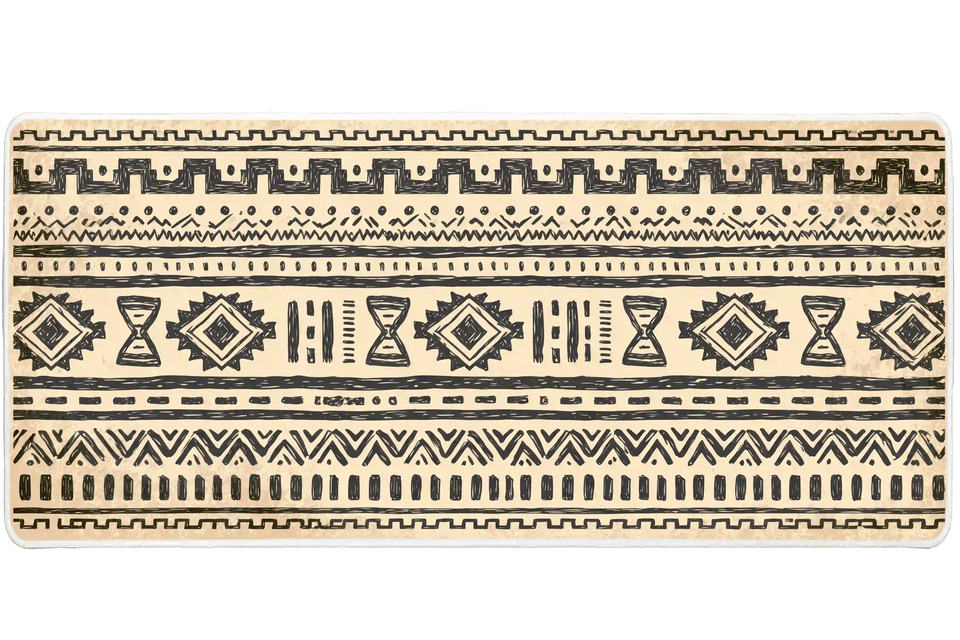 Afrohemian Mudcloth desk mat artwork in a wide product view