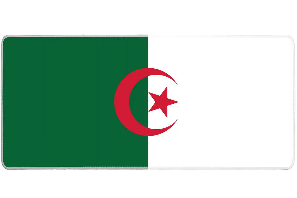 Country 36x16in custom mouse pad, stitched edge Algeria flag – Print My Pad