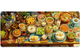 Colorful Asian Dimsum Food Art – Cozy Culinary Aesthetic desk mat and mouse pad by PrintMyPad