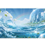 Frutiger Aero Ocean desk mat artwork in a wide product view