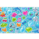 Y2K Aqua Sticker desk mat artwork in a wide product view