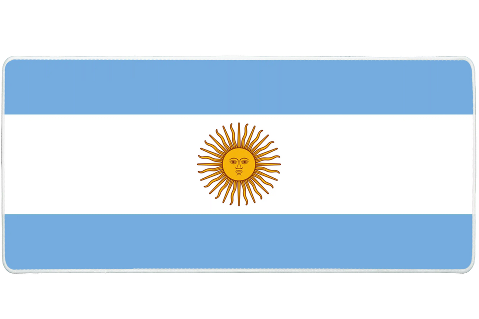 Country 36x16in custom desk pad, stitched edge Argentina flag – Print My Pad