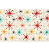 Wide view of the Mid Century Atomic Starburst desk mat featuring atomic starbursts and a geometric grid