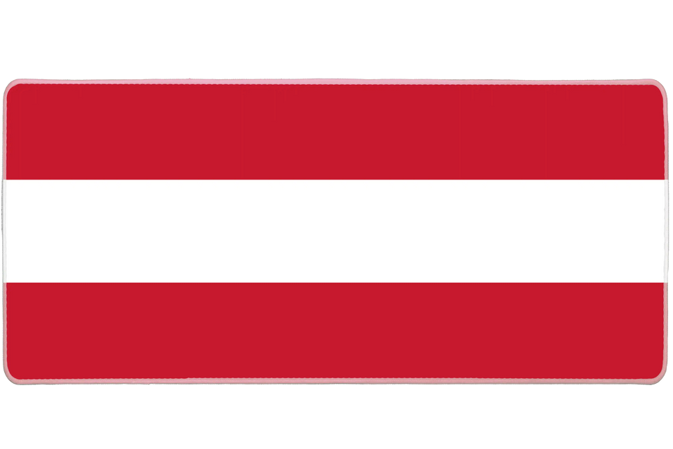 Country 36x16in custom desk mat, stitched edge Austria flag – PrintMyPad