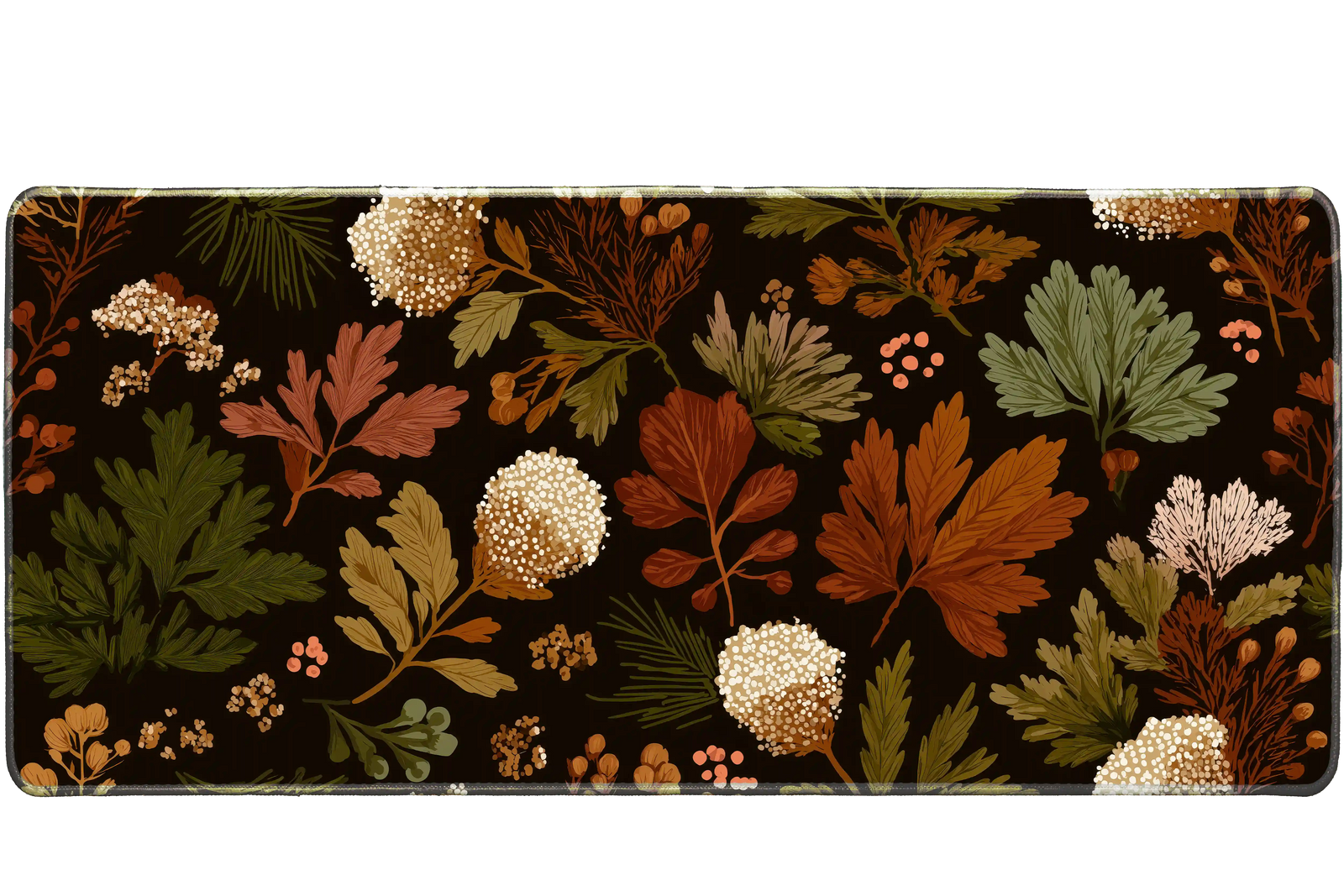 Pattern 90x40cm custom desk mat with autumn floral design, non-slip rubber base – Print My Pad