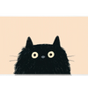 Minimal Black Cat Peach Funny Cat desk mat with a wide-eyed cat peeking from a soft background