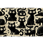 Black Cat Doodle Desk Mat | Cute Pattern Mouse Pad artwork on an extended desk mat with black cat doodle pattern