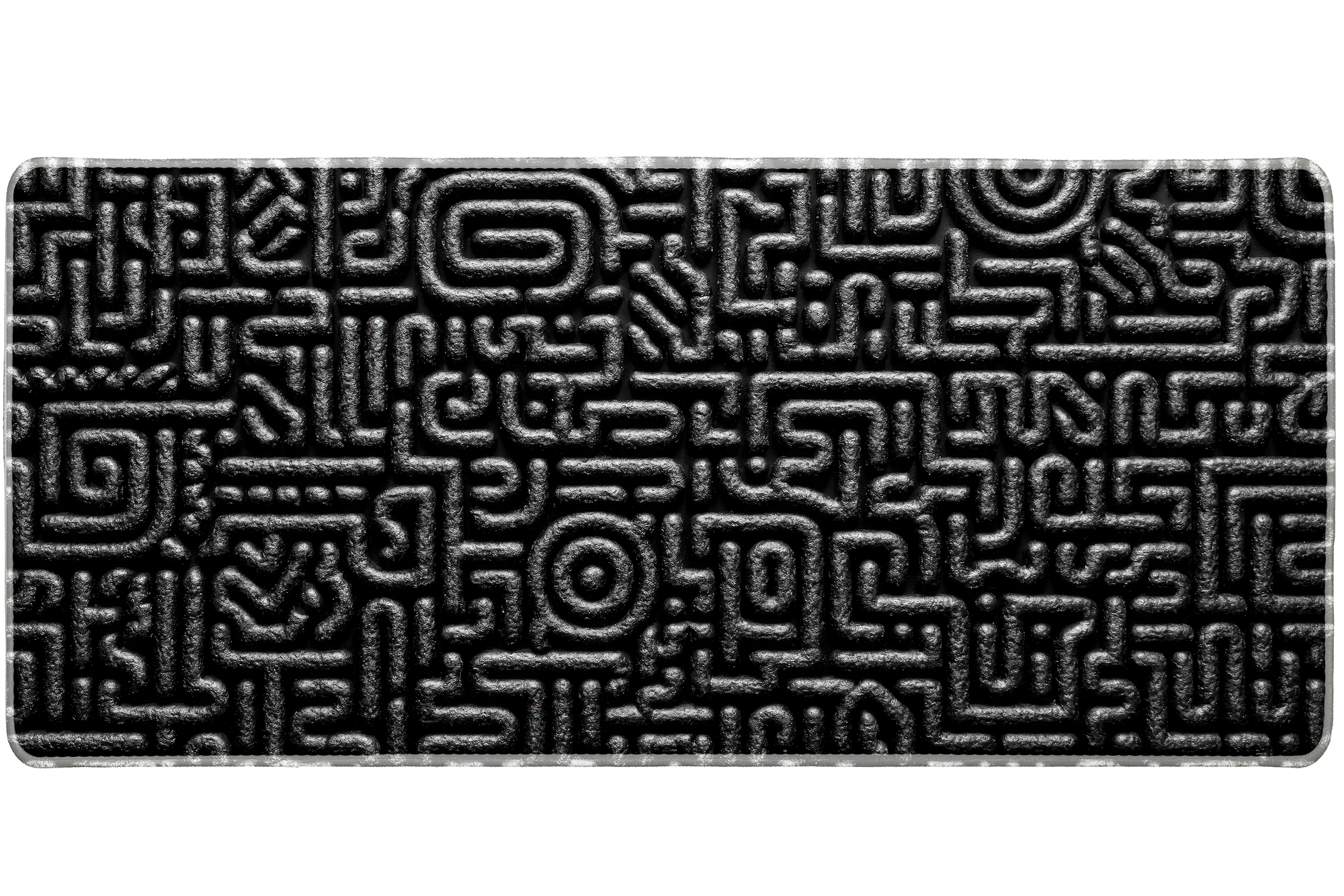 Black Maze Desk Mat | Abstract Geometric Mouse Pad artwork on an extended desk mat with black geometric maze pattern