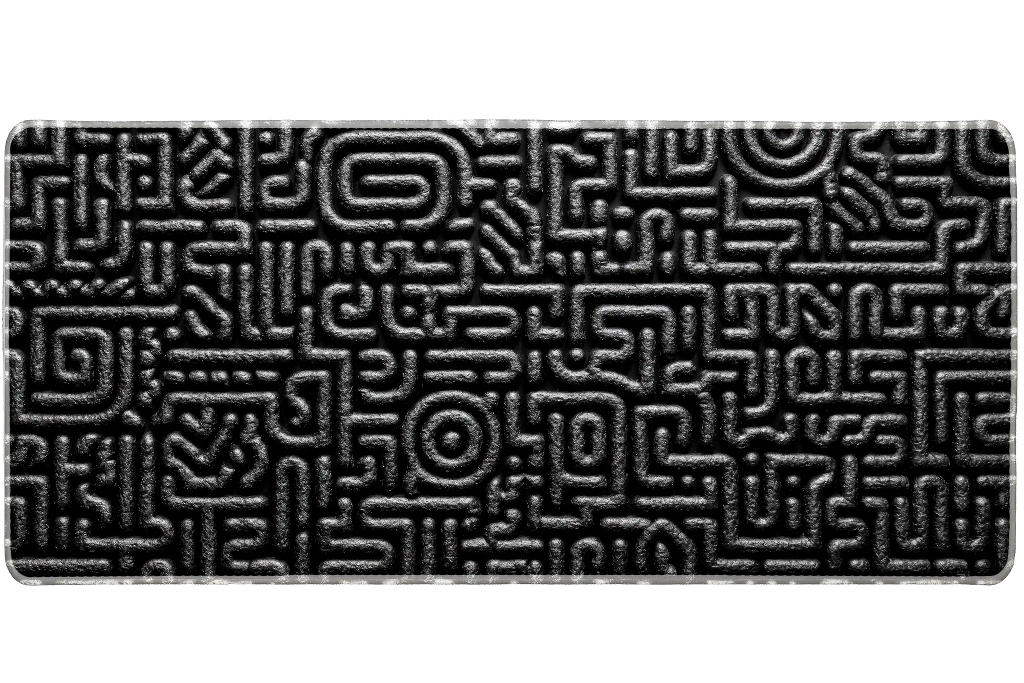 Black Maze Desk Mat | Abstract Geometric Mouse Pad artwork on an extended desk mat with black geometric maze pattern