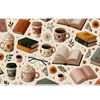 Book Lover Coffee Desk Mat | Reading Glasses artwork on an extended desk mat with book lover coffee design