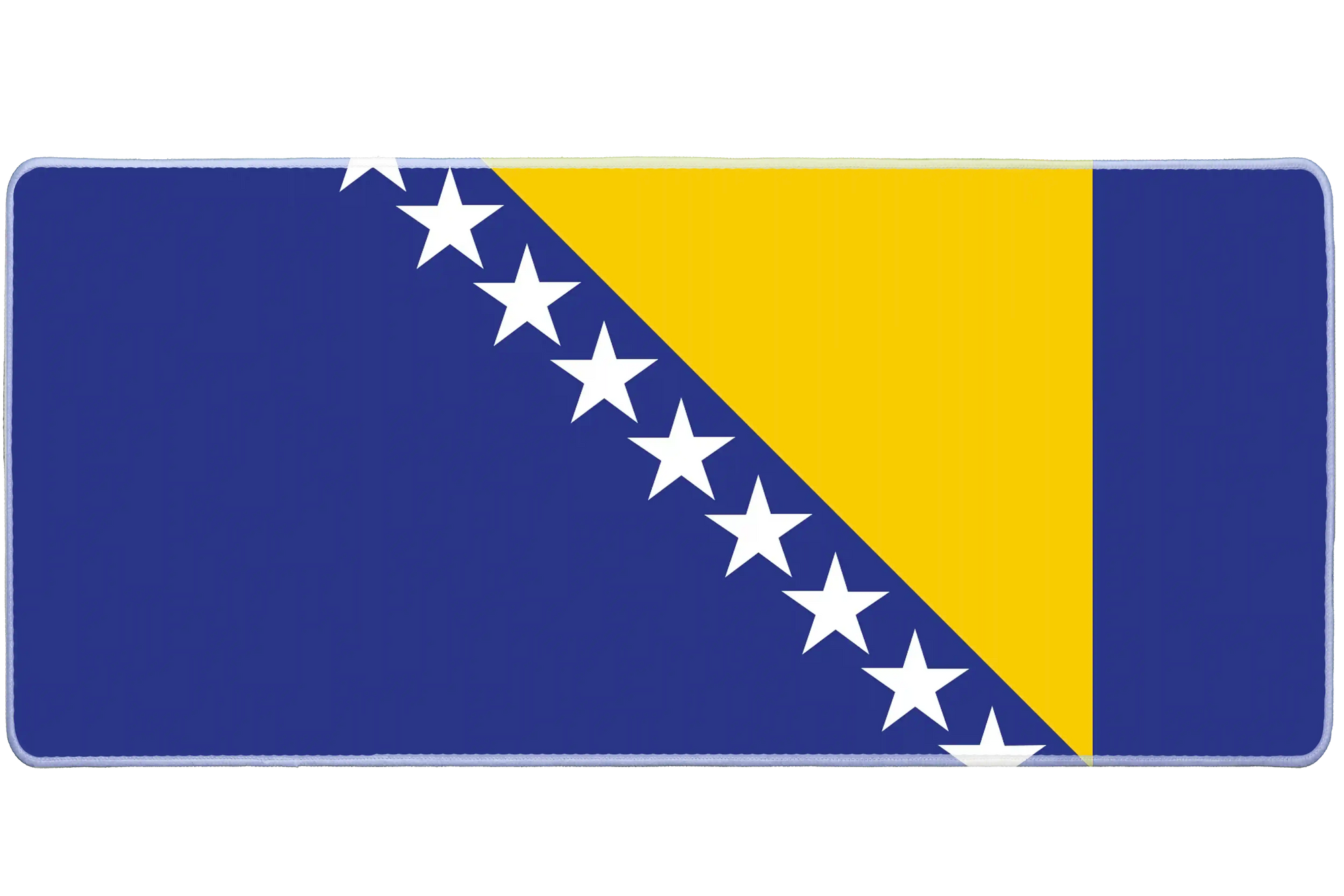 Country 36x16in custom desk mat, stitched edge Bosnia flag – Print My Pad